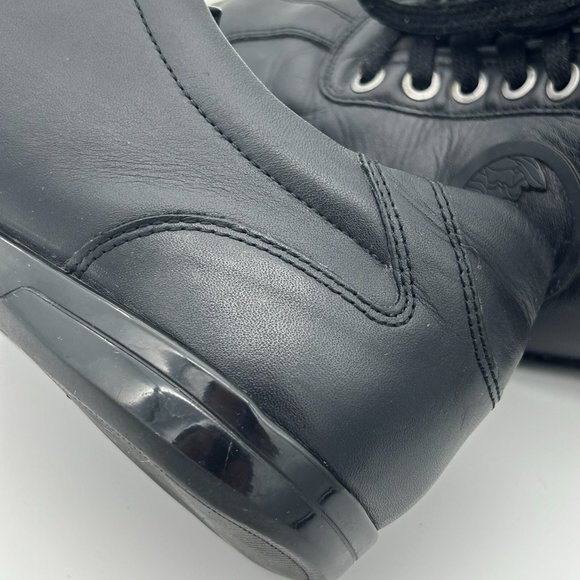 Versace Collection Black Leather Medusa Logo Shoes - Picture 11 of 12